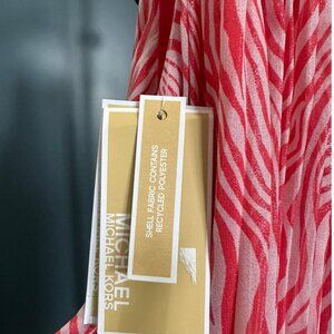 NWT Michael Kors Zebra-Print Pleated Chain Halter Top – Size XL – Geranium Pink